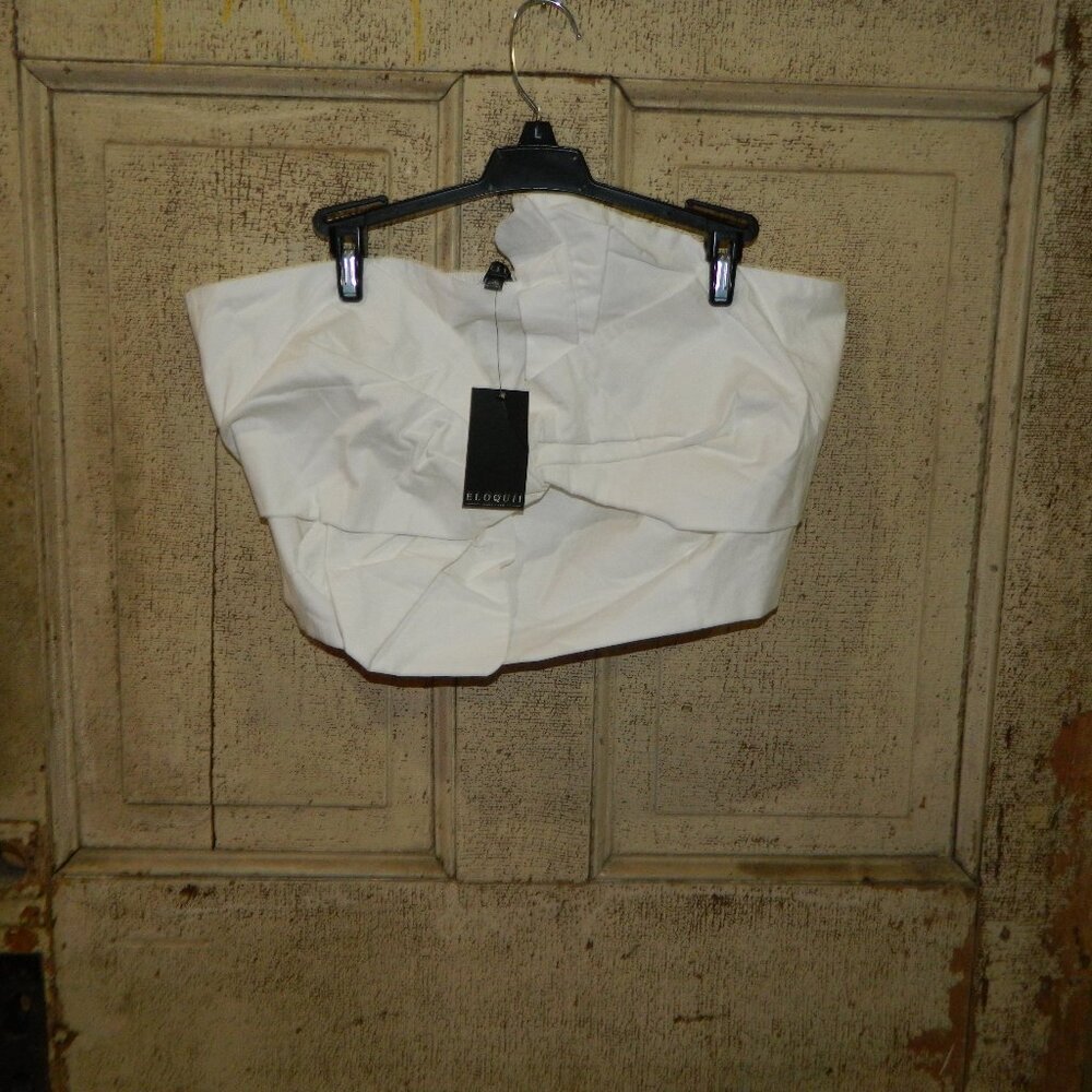 Eloquii White Cropped Top Strapless Sz 18 (QQ-13)